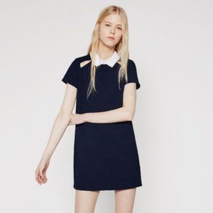 Zara Navy Blue Collared Dress with Cut-Outs Size L